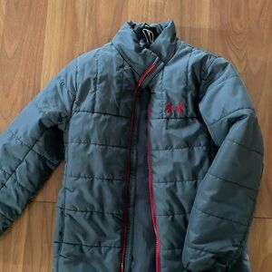 Under Armour Kids Puffer Jacket - Dark Gray with Red Accents